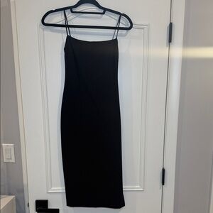 Babaton Black Midi Dress with Spaghetti Straps